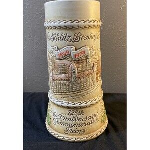 Vintage 1974 SCHLITZ Beer 125th ANNIVERSARY Commemorative Stein Ceramarte BRAZIL